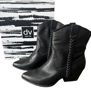 Dolce Vita Kellar Black Western Ankle Boot Bootie Faux Leather Women's 9 NIB